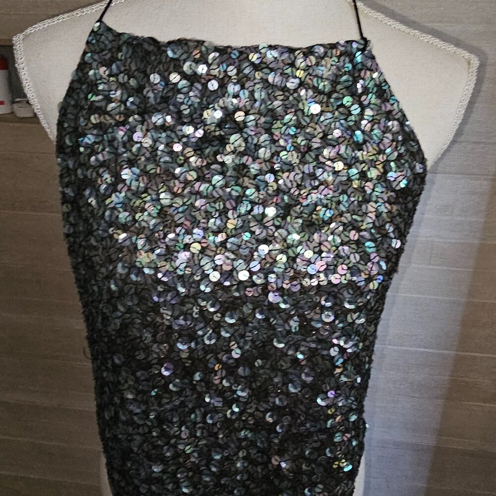 Vintage DKNY cross back sequin top